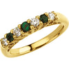 14k Yellow Gold Emerald & 1/3 CTW Diamond Anniversary Band, Size 7