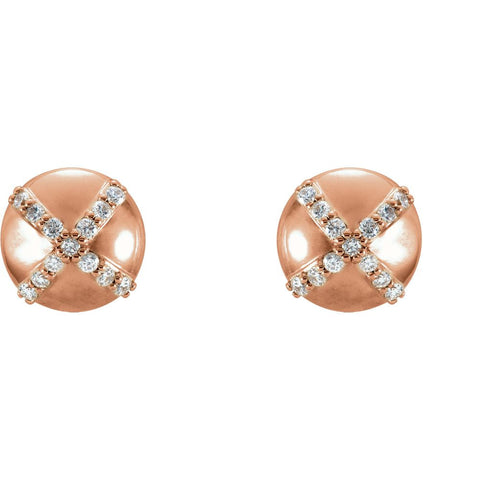 14k Rose Gold 1/8 CTW Diamond Earrings