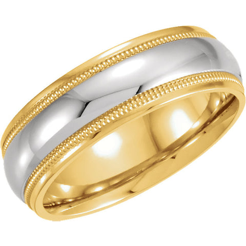18k Yellow Gold & Platinum 6mm Comfort-Fit Milgrain Band Size 9.5