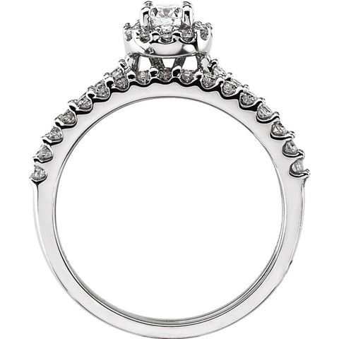 Halo-Style Engagement Ring in 14k White Gold, Size 7