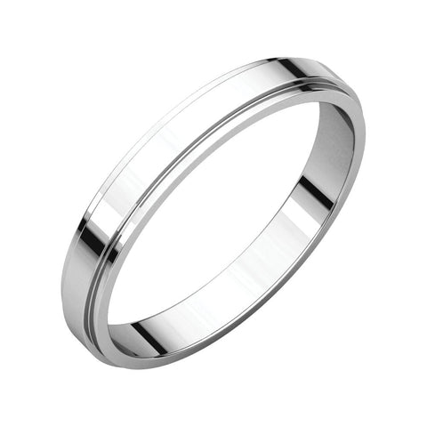 Platinum 3mm Flat Edge Band, Size 5