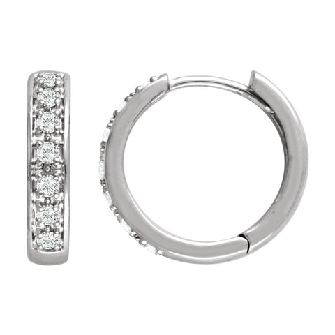 14k White Gold 1/3 CTW Diamond Hoop Earrings