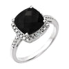 14K White Gold Onyx & 0.03 CTW Diamond Ring (Size 6)