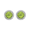 14k White Gold Peridot & 1/8 CTW Diamond Earrings