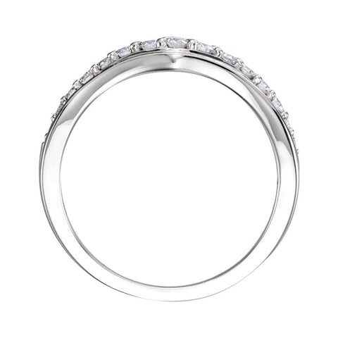 14k White Gold 1/3 CTW Diamond Contour Band, Size 7