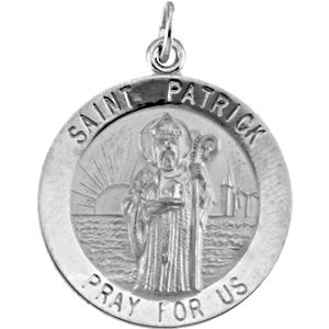 Sterling Silver 18mm Round St. Patrick 18" Necklace
