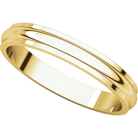 10k Yellow Gold 3mm Half Round Edge Band, Size 5.5