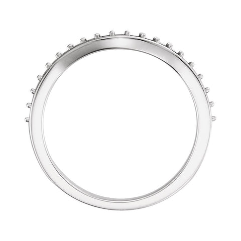 14k White Gold 1/4 CTW Diamond Curved Band, Size 7
