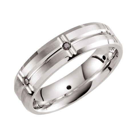 Sterling Silver 6mm 1/8 CTW Black Diamond Band Size 10