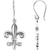Pair of Fleur-De-Lis Dangle Earrings in Sterling Silver