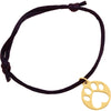 14K Yellow Gold Black Satin Cord Adjustable Bracelet With Paw Charm