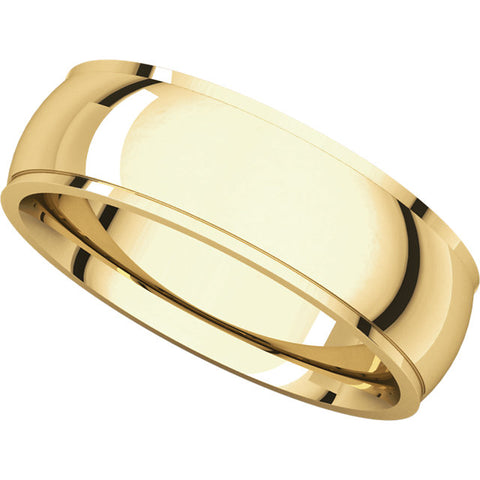 14k Yellow Gold 6mm Comfort Fit Edge Band , Size 9.5