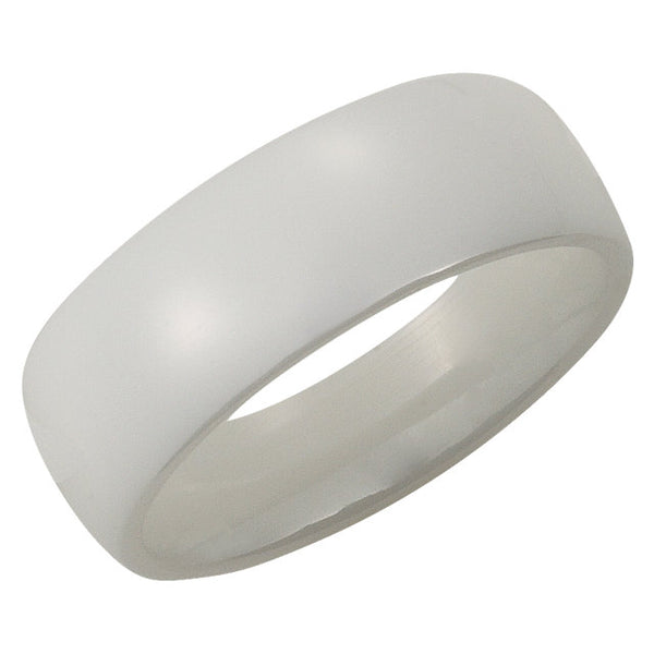 White Ceramic 8mm Domed Band Size 7