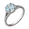 14K White Gold 1/5 CTW Diamond & Sky Blue Topaz Birthstone Ring (Size 6)