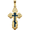19.00x13.00 mm Orthodox Cross Pendant with Blue Inlay in 14K Yellow Gold