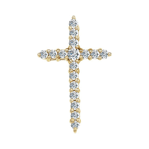 14k Yellow Gold Diamond Cross Pendant