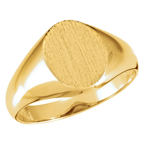 10k Yellow Gold 8x10mm Oval Signet Ring , Size 6