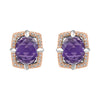 Sterling Silver Rose Gold Plated Amethyst & 1/6 CTW Diamond Earrings