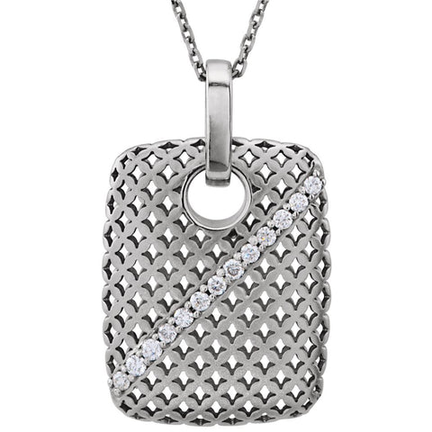 14k White Gold 1/8 CTW Diamond Pierced Style 18" Necklace