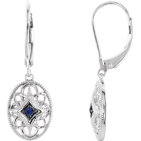 Sterling Silver Sapphire Lever Back Earrings