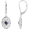 Pair of Decorative Gemstone Fashion Lever Back Earrings in Sterling Silver