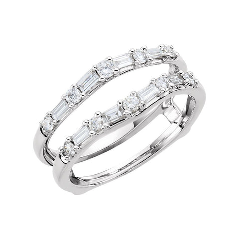 14k White Gold 1/2 CTW Diamond Ring Guard, Size 7
