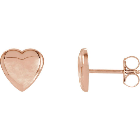 14k Rose Gold Heart Earrings