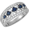 1/4 CTTW Genuine Sapphire and Diamond Anniversary Band in 14k White Gold ( Size 6 )