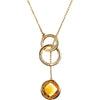 Genuine Checkerboard Citrine & Diamond Necklace in 14K Yellow Gold