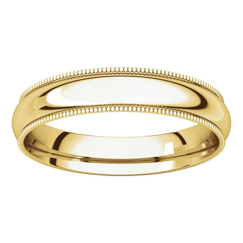 18k Yellow Gold 4mm Milgrain Comfort Fit Band, Size 10