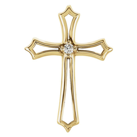 14k Yellow Gold .015 CTW Diamond Cross Pendant