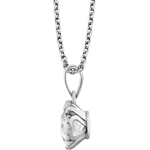 14k White Gold Created White Sapphire & .05 CTW Diamond 18" Necklace