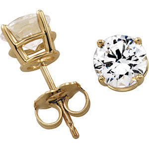 14k Yellow Gold 6mm Cubic Zirconia Earrings