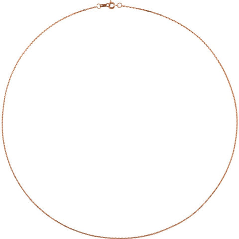 14k Rose Gold 1mm Diamond Cut Cable 24" Chain