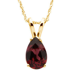 14k Yellow Gold Genuine Rhodolite Garnet Necklace