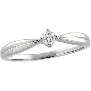 14k White Gold Diamond Ring, Size 6