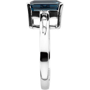 14k White Gold London Blue Topaz & Diamond Accented Ring, Size 6