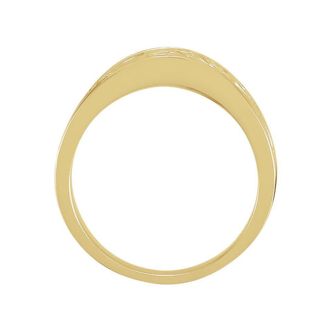 14k Yellow Gold 6.25mm Ladies Leaf Band, Size 7