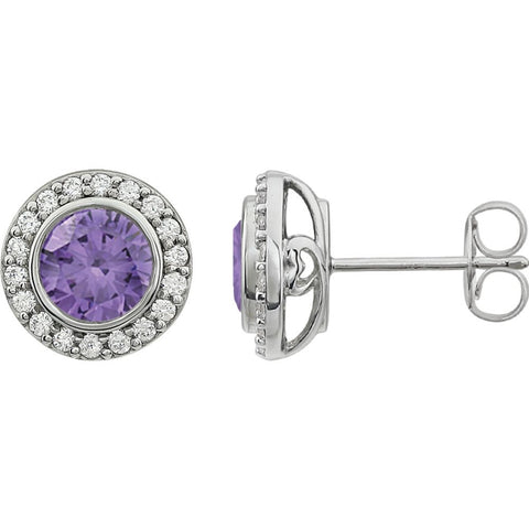 Sterling Silver Purple Cubic Zirconia Earrings