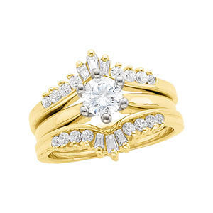 14k White Gold 3/8 CTW Diamond Ring Guard , Size 6