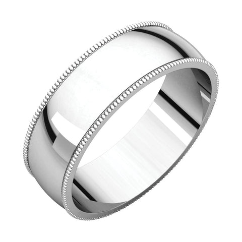 14k White Gold 6mm Light Milgrain Band, Size 11.5