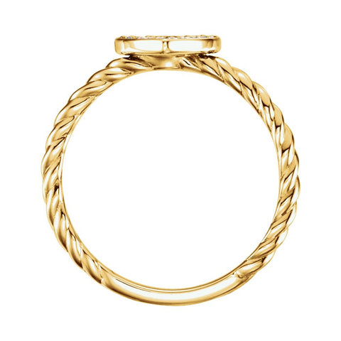 14k Yellow Gold 1/8 CTW Diamond Heart Rope Ring, Size 7