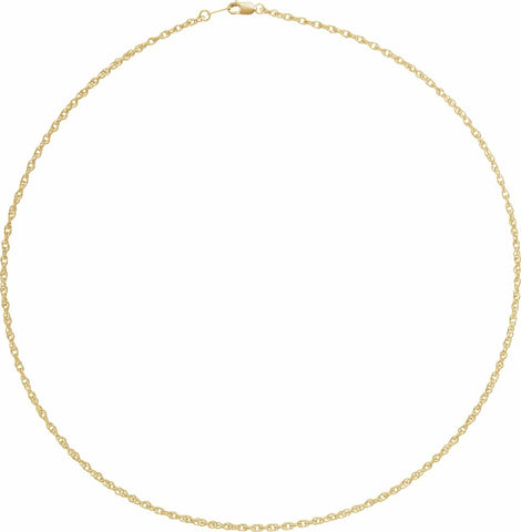 18K Yellow 2 mm Solid Rope 20" Chain with Lobster Clasp
