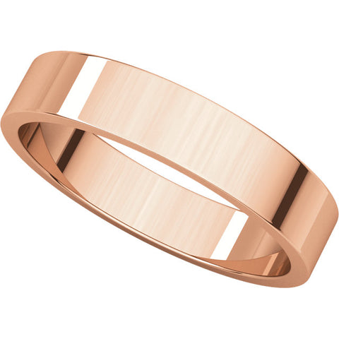 14k Rose Gold 4mm Flat Band, Size 10