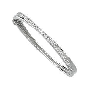 14k White Gold 1 CTW Diamond Bangle Bracelet