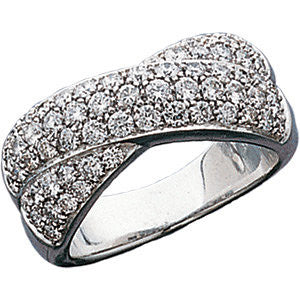 14k White Gold Criss Cross Ring, Size 6