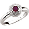 14K White Gold Genuine Ruby & Diamond Ring (Size 6)