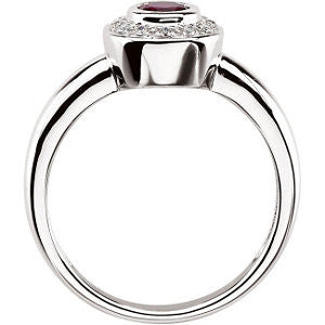 14k White Gold Ruby & .06 CTW Diamond Ring, Size 6