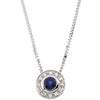 14K White Gold Genuine Sapphire & Diamond Necklace