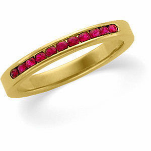 14k Yellow Gold Ruby Anniversary Band Size 8